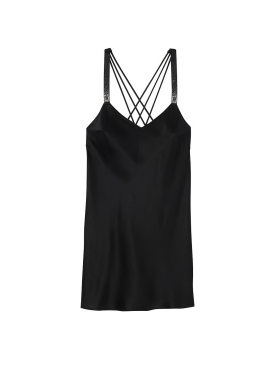 Пеньюар Scattered Shine Strap Satin Strappy-Back Slip Black