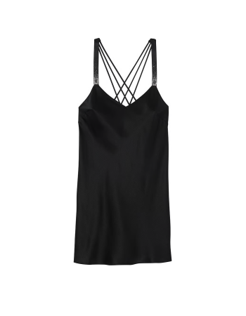 Пеньюар Scattered Shine Strap Satin Strappy-Back Slip Black