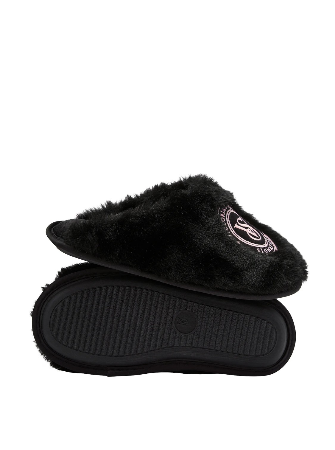 Тапочки Вікторія Сікрет Closed-Toe Faux Fur Slippers Black купити