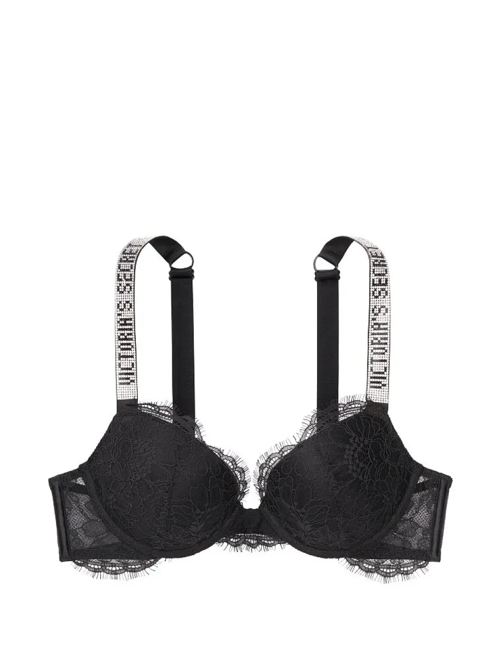 Бюстгальтер Victoria's Secret Black Lace Embellished Strap Push-up