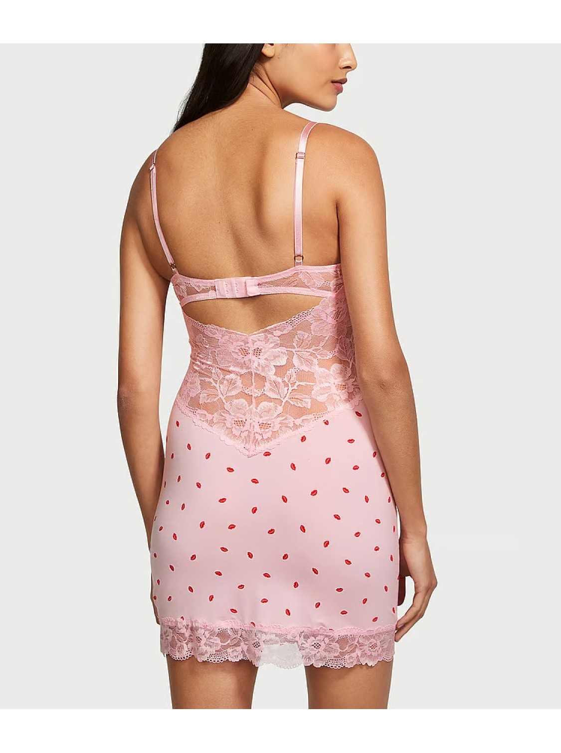 Modal & Lace Cupped Mini Slip Dress Purest Pink Lips     ,     SecretAngeL