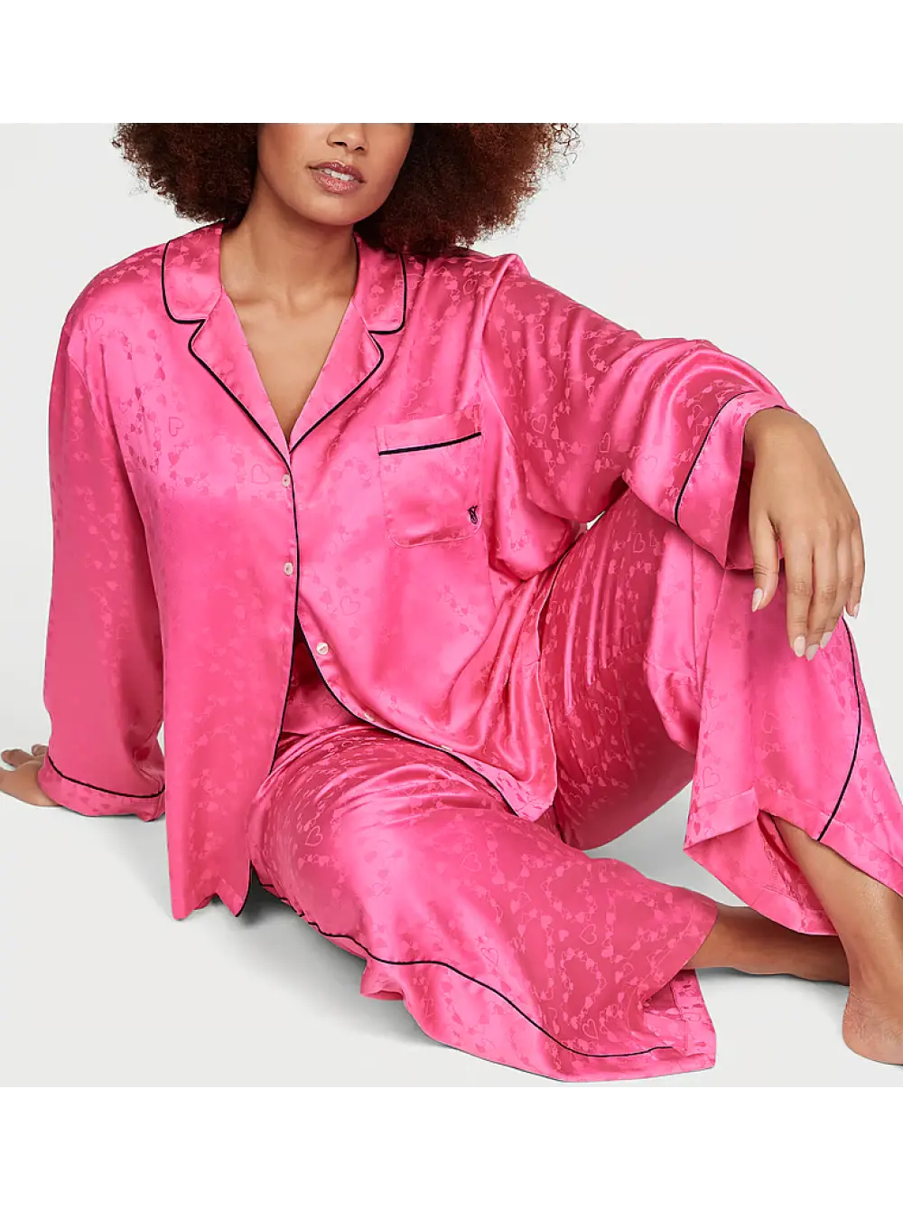 Satin Long Pajama Set Hollywood Pink SecretAngeL