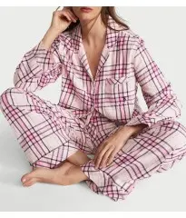 Victoria s Secret Flannel Long Pj set Pink Plaid SecretAngeL