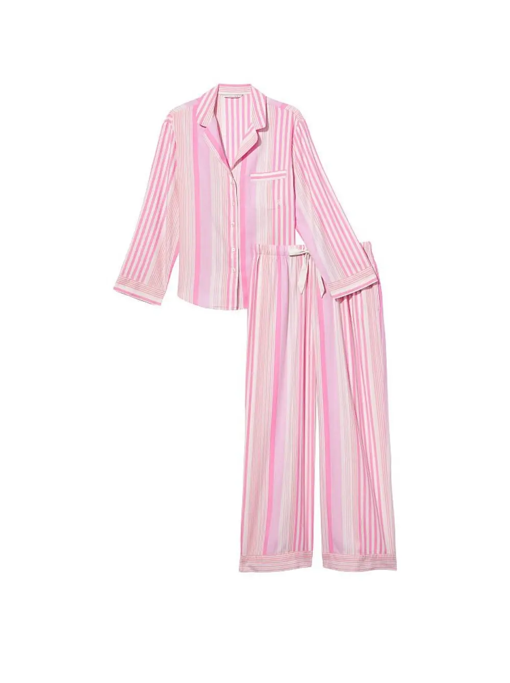 Victoria s Secret Flannel Long PJ Set Babydoll Pink Stripe SecretAngeL