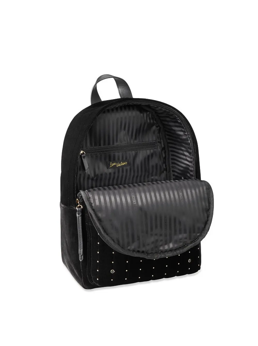 РЮКЗАК Victoria's Secret - Velvet stud city backpack, black