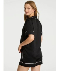 Піжама Glazed Satin Short Pajama Set Scrip Logo Black 