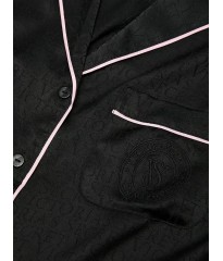 Піжама Glazed Satin Short Pajama Set Scrip Logo Black 