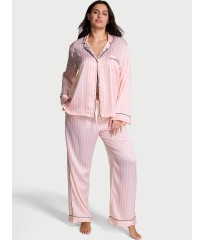 Піжама Glazed Satin Long Pajama Set Angel Pink Stripe