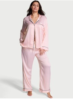Пижама Glazed Satin Long Pajama Set Angel Pink Stripe
