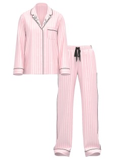 Пижама Glazed Satin Long Pajama Set Angel Pink Stripe