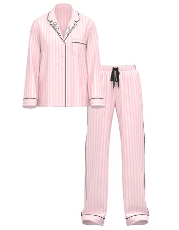 Піжама Glazed Satin Long Pajama Set Angel Pink Stripe