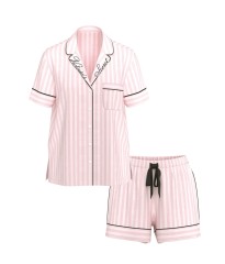 Піжама Flannel Short Pajama Set Pink Stripe Print