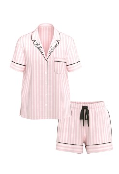 Піжама Flannel Short Pajama Set Pink Stripe Print