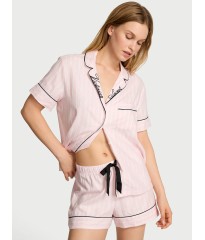Піжама Flannel Short Pajama Set Pink Stripe Print