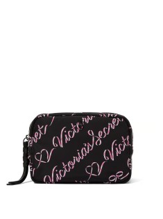Косметичка Victoria's Secret Travel Makeup Bag Black Candycane Script