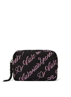 Косметичка Victoria's Secret Travel Makeup Bag Black Candycane Script