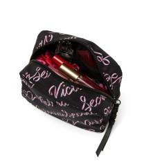 Косметичка Victoria's Secret Travel Makeup Bag Black Candycane Script