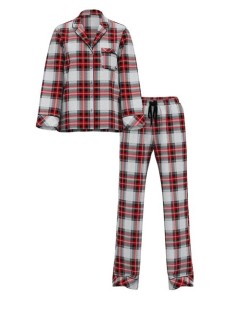 Пижама Flannel Long Pajama Set Plaid Print