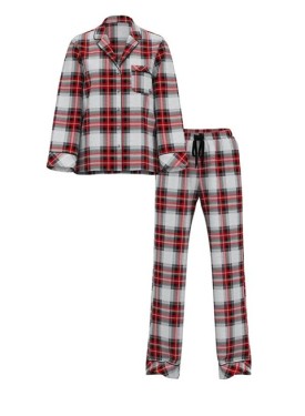 Пижама Flannel Long Pajama Set Plaid Print