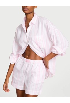 Піжама Victoria's Secret Modal-Cotton Long-Sleeve Short Pajama Set Angel Pink Stripe