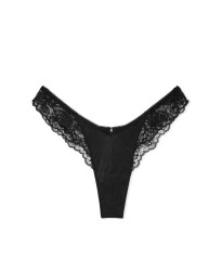 Трусики Victoria's Secret Very Sexy Rose Lace-Trim High-Leg Thong Panty Black