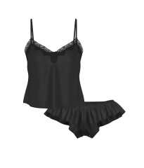 Піжама Tease Satin Lace-Trim Cami & Flutter Shorts Set