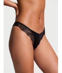 Трусики Victoria's Secret Very Sexy Rose Lace-Trim High-Leg Thong Panty Black