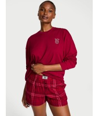 Піжама Victoria's Secret Flannel Long-sleeve Short Tee-Jama Set Red