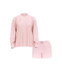 Піжама Victoria's Secret Flannel Long-sleeve Short Tee-Jama Set Pretty Blossom Stripes