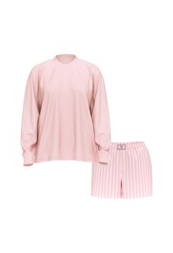 Пижама Victoria's Secret Flannel Long-sleeve Short Tee-Jama Set Pretty Blossom Stripes