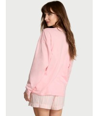 Піжама Victoria's Secret Flannel Long-sleeve Short Tee-Jama Set Pretty Blossom Stripes