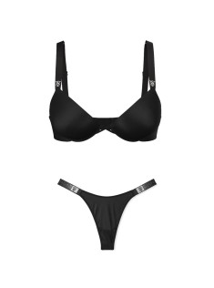 Комплект белья Victoria's Secret Black Angel Shine Strap Push-Up Bra Set
