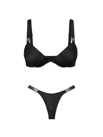 Комплект білизни Victoria's Secret Black Angel Shine Strap Push-Up Bra Set