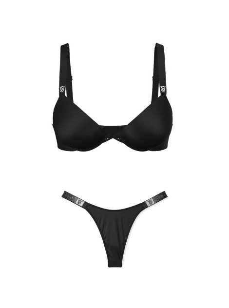 Комплект білизни Victoria's Secret Black Angel Shine Strap Push-Up Bra Set