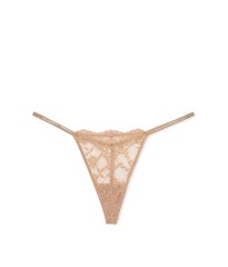 Трусики Shine Strap Lace Thong Panty Beige