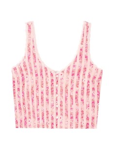 Піжама Victoria's Secret Cotton Short Cami PJ Set Pink Stripes Flower print