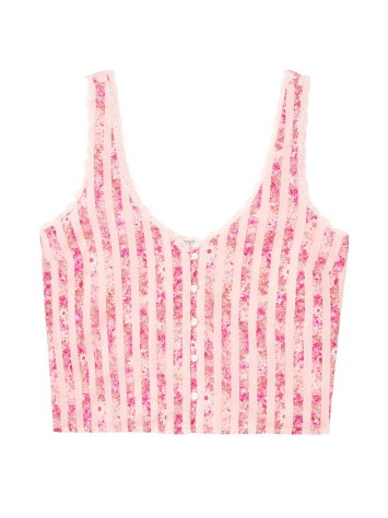 Піжама Victoria's Secret Cotton Short Cami PJ Set Pink Stripes Flower print