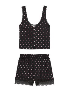 Піжама Victoria&#39;s Secret Cotton Short Cami PJ Set Pink Dot &amp; Lace