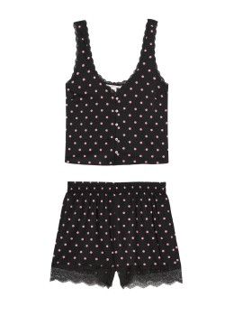 Пижама Victoria’s Secret Cotton Short Cami PJ Set Pink Dot & Lace