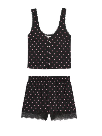 Піжама Victoria's Secret Cotton Short Cami PJ Set Pink Dot &amp; Lace