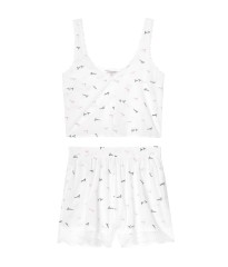 Пижама Victoria’s Secret Cotton Short Cami PJ Set White & Lace