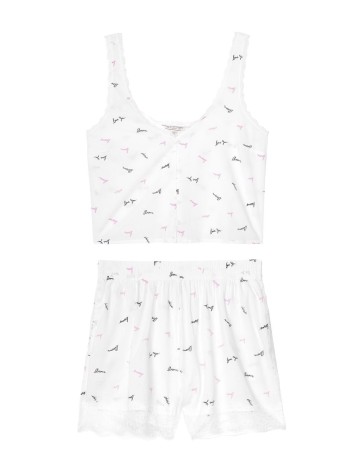 Піжама Victorias Secret Cotton Short Cami PJ Set White &  Lace
