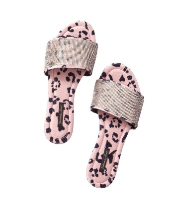 Домашні капці Victoria's Secret Pink Leopard Slippers Velvet Rhinestones Slides