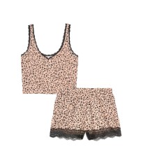 Пижама Victoria’s Secret Cotton Short Cami PJ Set Leopard print