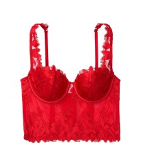 Комплект белья красный Victoria's Secret LUXE LINGERIE UNLINED FLORAL EMBROIDERED LIPSTICK