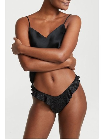 Трусики VS Very Sexy Satin Thong panty Black Leopard