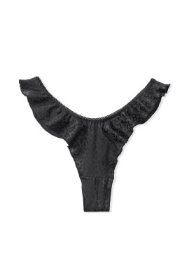Трусики VS Very Sexy Satin Thong panty Black Leopard
