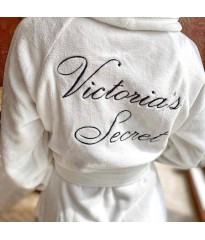 Logo Short Cozy Robe Ivory - халат Вікторія