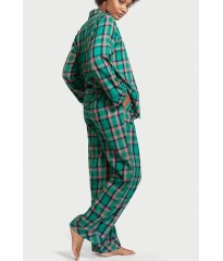 Пижама Victoria’s Secret Flannel Long PJ Set Teal/Pink Fluo Bold Lurex Plaid