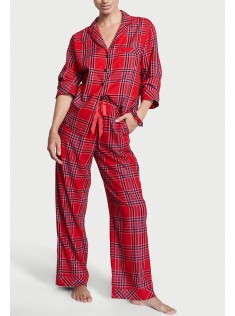 Піжама Victoria's Secret Flannel Long PJ Set Lipstick Bold Lurex Plaid